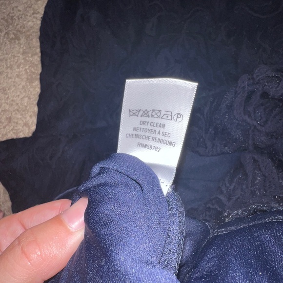 Adrianna Papell Navy Lace Peplum - Picture 5 of 5